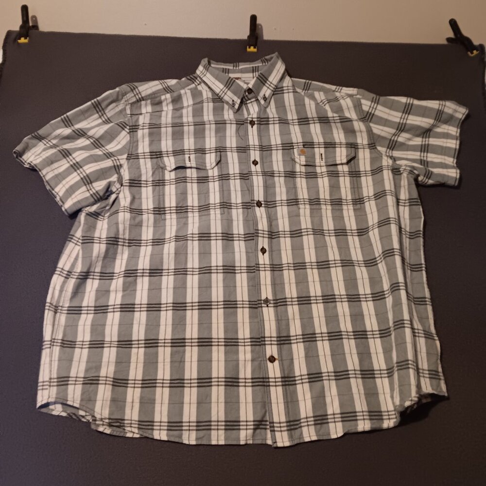 🔥RARE/Carhartt Mens 104175 Original Fit Green Plaid Shirt Size 3XL-TALL